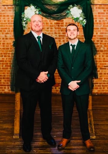 Customer photo review of Ties2you Emerald Green Necktie Solid Wedding Formal Tie Handkercheif Cufflinks Set