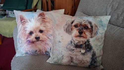 Customer photo review of Watercolour - Personalised Pillow