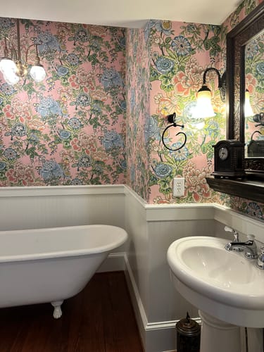 Customer photo review of Thibaut T42016 PEONY GARDEN Blush Wallpaper