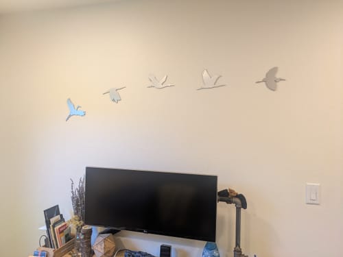 Customer photo review of Flying Flock of Kotuku Heron Wall Art