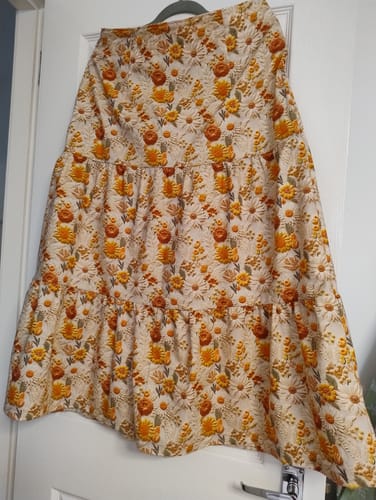 Customer's tiered skirt made from the floral stitch cotton fabric.