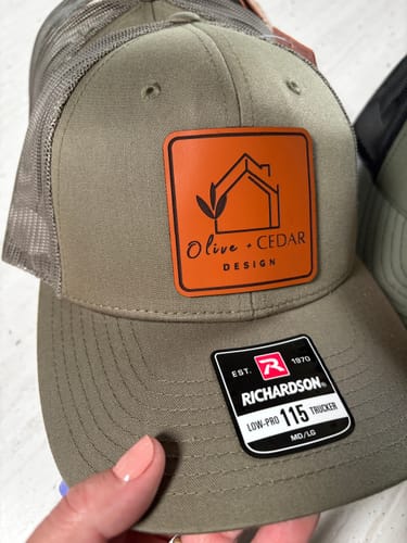 Customer photo review of Premium Custom Leather Patch Hats (Wholesale)