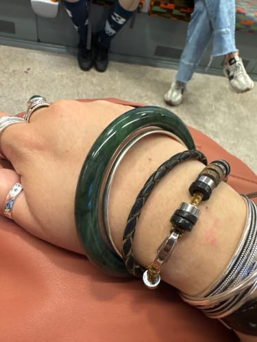 Customer photo review of Slim Greenstone Bangle
