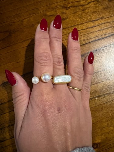 Customer photo review of DOUBLE PEARL RING - GOLD