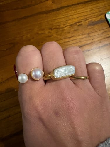 Customer photo review of DOUBLE PEARL RING - GOLD