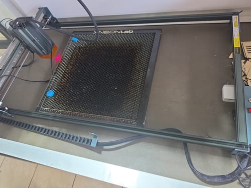 Customer's AtomStack Laser Engraving Area Extension Kit set up, showing the large work area.