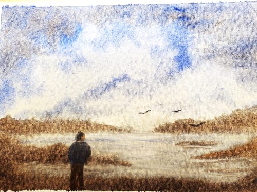 Customer photo review of Rembrandt Watercolor Paper 4x6 Rough 10 sheets