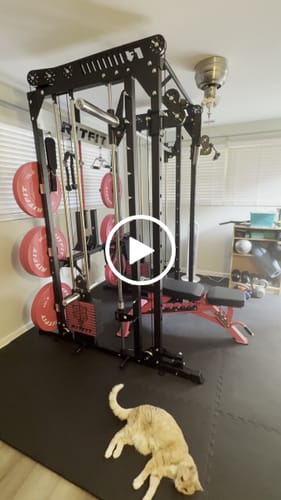 Customer video review of RitFit M1 & M1 Pro Smith Machine with Cable Crossover System, Multi-Function Squat Rack Power Cage for Home Gym, Power Rack and Packages