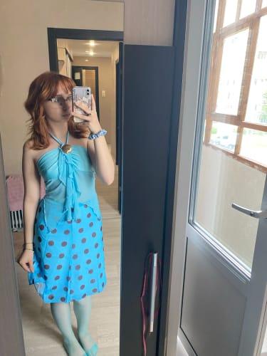 Customer photo review of Sienna Polka Dot Midi Skirt