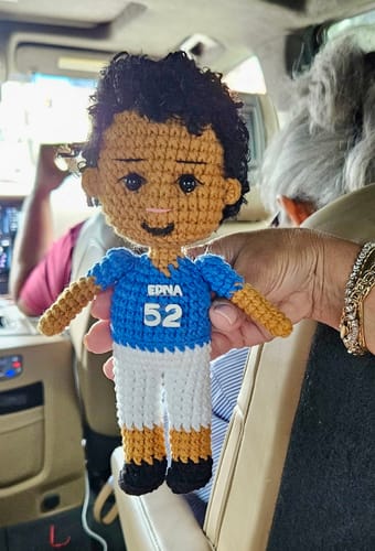 Customer photo review of Dolly® Personalized Crochet Doll with Photo Card