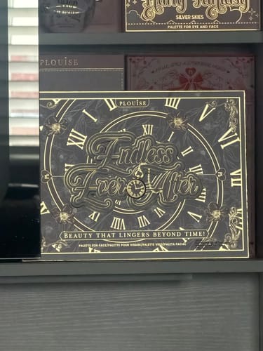 Customer's P.Louise 'Endless Ever After' eyeshadow palette from a Budget Box, shown on a shelf with other products.