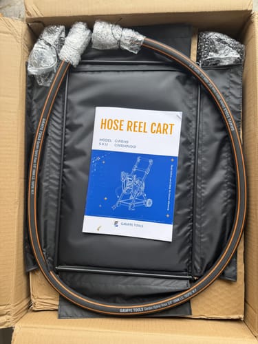 Customer photo review of Garden Hose Reel Cart with Tool Tray