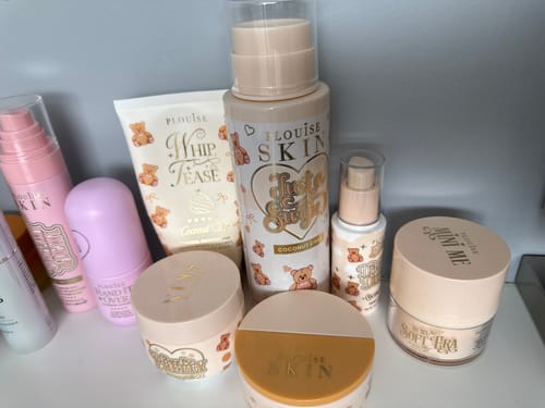 Customer's collection of products from the Get Unteddy With Me Full PR Box Set, featuring pink and beige packaging.