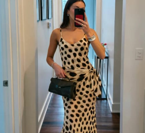 Customer photo review of Natasha Leopard Print Maxi Scarf Dress