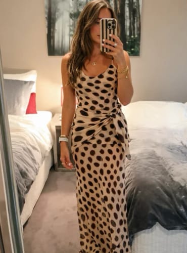 Customer photo review of Natasha Printed Slip Dress with Detachable Scarf