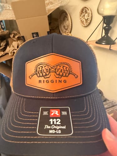 Customer photo review of Premium Custom Leather Patch Hats (Wholesale)