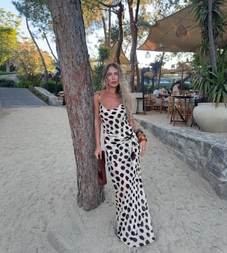 Customer photo review of Natasha Printed Slip Dress with Detachable Scarf