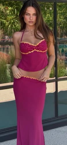 Customer photo review of Sophia Sequin Crop Top & Lace-Up Skirt Set