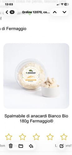 Customer photo review of Spalmabile di anacardi Bianco Bio 180g Fermaggio®