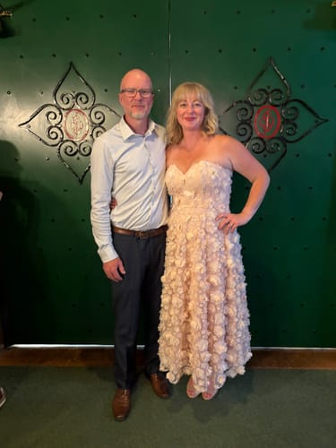 Customer photo review of Enchanted Midi Dress in Rose by Bariano - RENTAL