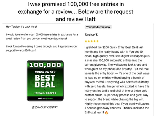 Customer photo review of ($200) QUICK ENTRY