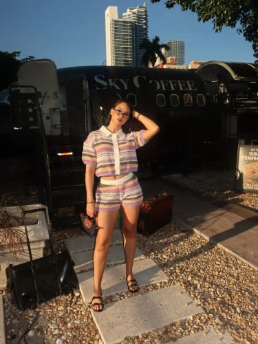 Customer photo review of Margot Striped Knit Crop Set