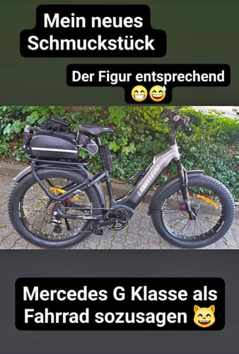 Customer's grey Lankeleisi MG600 Plus fat bike is shown outdoors with a storage bag on the rear rack.