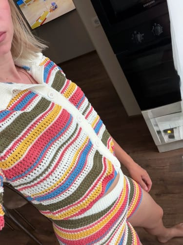 Customer photo review of Margot Striped Knit Crop Set