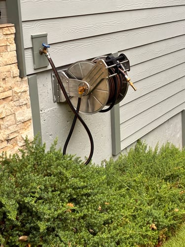 Customer photo review of Wall Mounted Hose Reel-Stainless Steel-Heavy Duty
