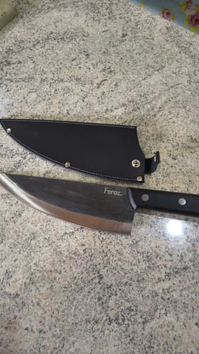 Customer photo review of Cuchillo Parrillero Forjado a Mano de 8” + Funda Negra de Cuero