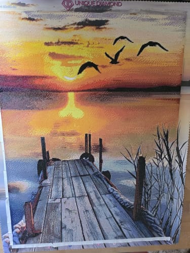 Customer photo review of 5D Diamond Painting – Sonnenuntergang Seeblick