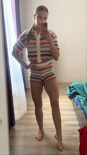 Customer photo review of Iris Crochet Crop Sweater Shorts Set