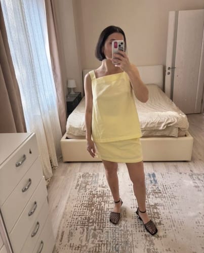 Customer photo review of Sienna Lemon Yellow Cami & Skirt Set