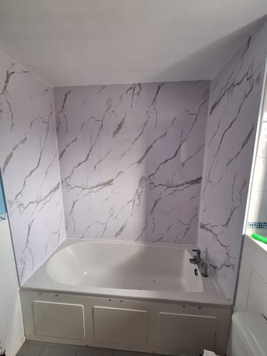 Customer photo review of Premium Carrara White Marble Gloss Shower Wall Panel - 1M x 2.4M