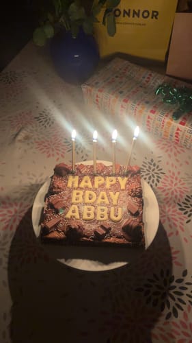 Customer photo review of Custom message chocolate fiend brownie