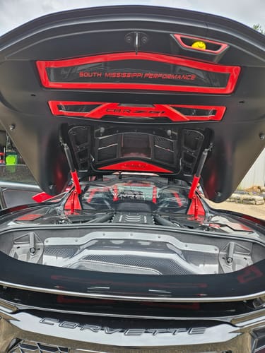Customer photo review of Corvette C8 Dry Carbon Fiber Rear Hatch Hinge Pillar Trim Cover Overlays