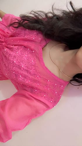 Customer photo review of Daania Deep Pink Kota Pearl short Frock
