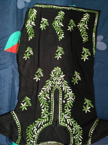 Customer photo review of Maaham Black & Olive Green Short Rayon Kurta