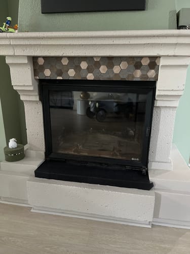 Customer photo review of Crédence Adhésive Hexagone Mosaique Cuivre Relief 3D V-Joint