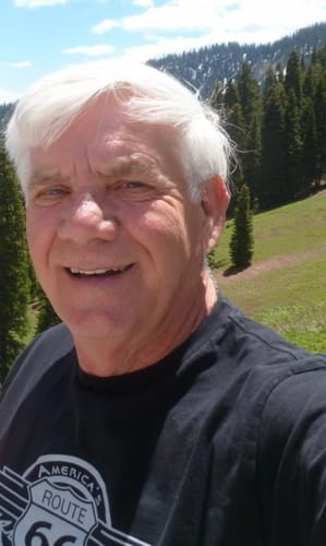 Customer's selfie outdoors, wearing a black shirt, with Eucalyptus Lyocell Compression Socks visible.