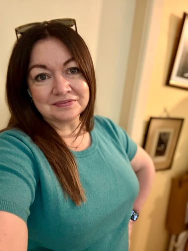 Customer photo review of Brand New Lagoon Green Cashmere Crew Neck T-Shirt Large UK 16-18