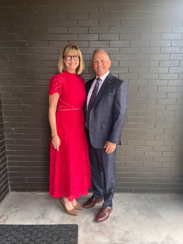 Customer photo review of Georgina Lace Midi Dress in Red by ML Monique Lhuillier - RENTAL