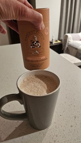 Customer photo review of Chocolate Bone Broth Powder