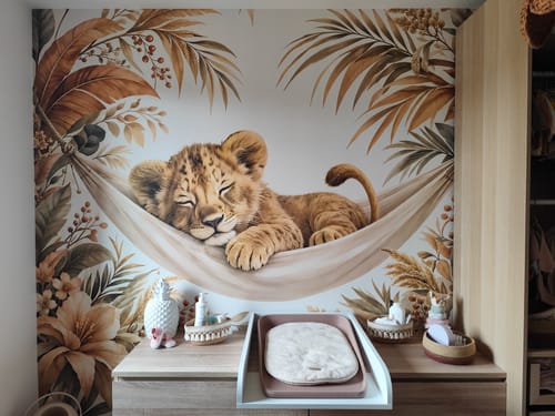 Customer photo review of Papier Peint Animaux Lionceau Hamac Boho