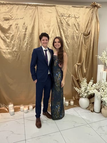 Customer photo review of Lynette Strapless Column Gown by Theia Couture - RENTAL