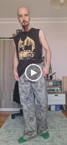 JR Signature Eskitme Baskılı Kamuflaj Desen Baggy Jean için videolu müşteri yorumu