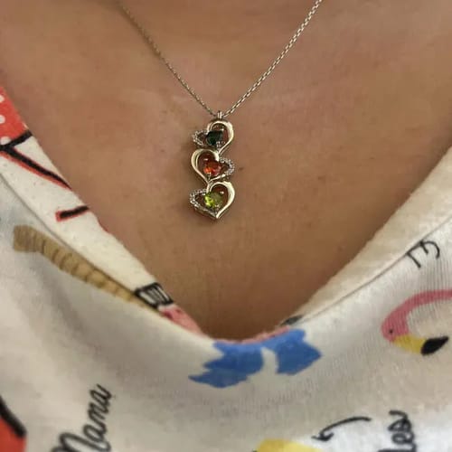 Customer photo review of Custom Birthstone Heart Charm Necklace