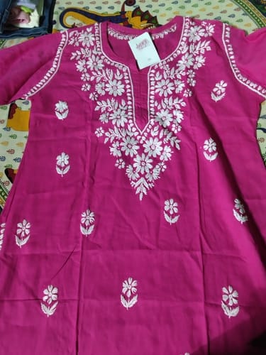 Customer photo review of Waliya Deep Pink Cotton Kurta
