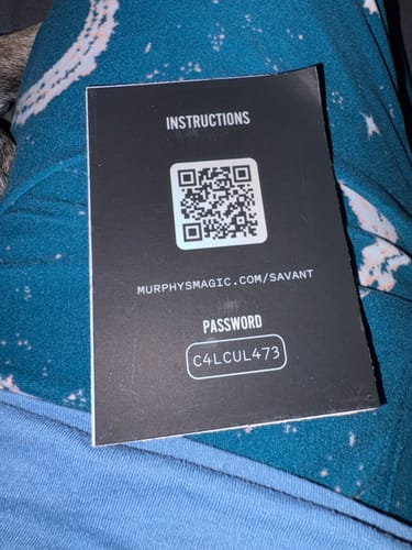 Reviewer's instructional card for Approaching Magic Practice, featuring a QR code and password on a blue background
