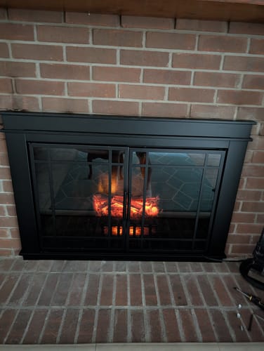 Customer photo review of Finley Flat Black Masonry Fireplace Door | Standard
